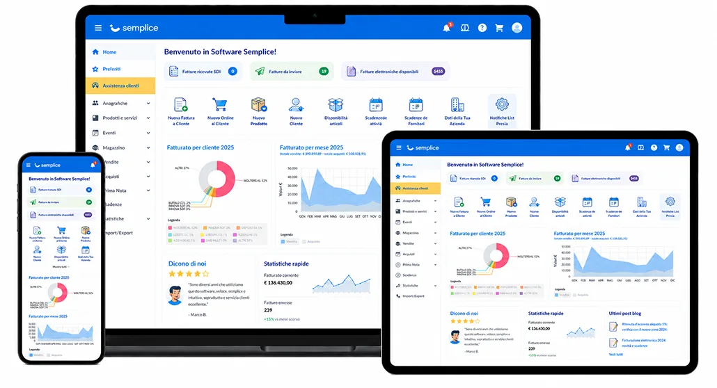 Software Semplice gestionale cloud per fatture elettroniche e magazzino